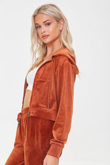 Velour Zip-Up Hoodie