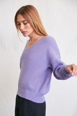 Ribbed Drop-Sleeve Sweater