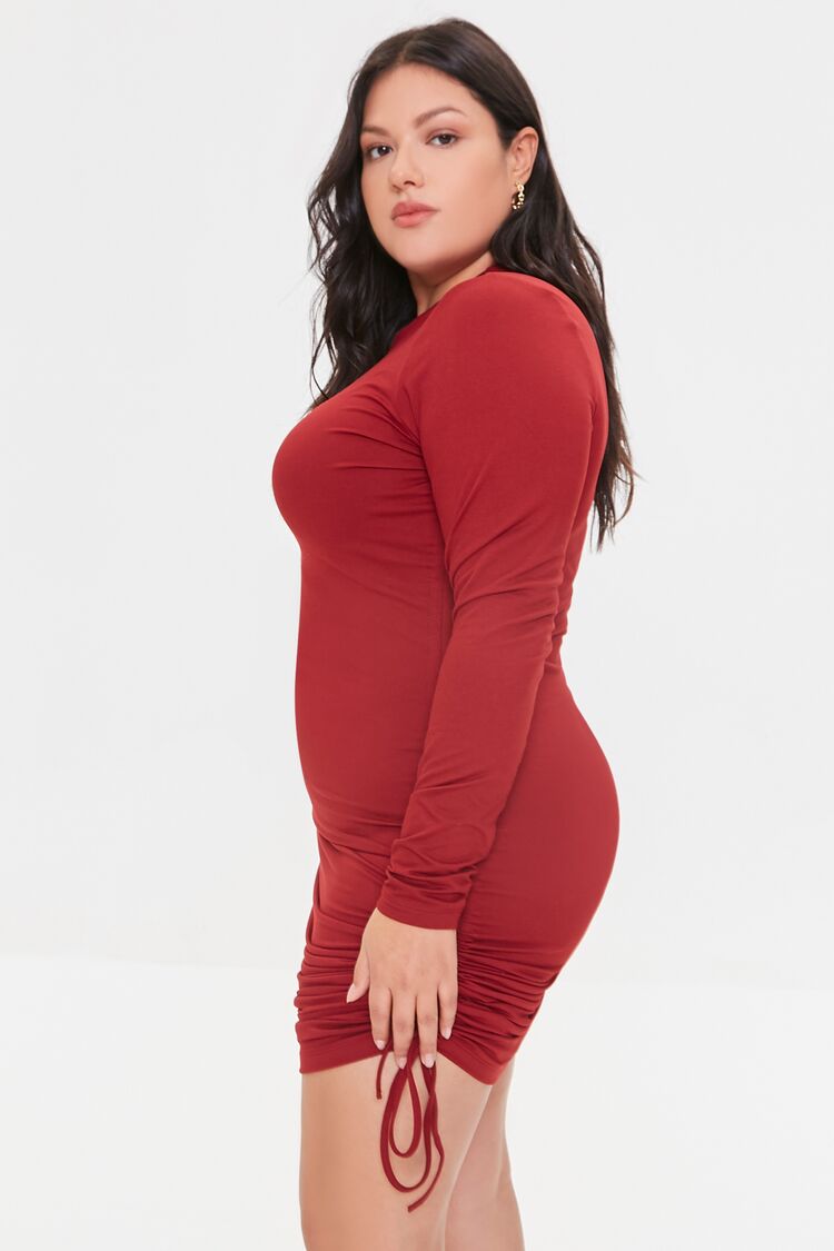 Plus Size Ruched Drawstring Dress