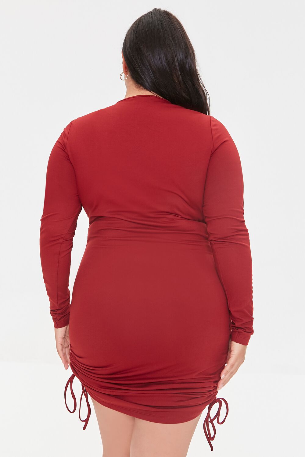 Plus Size Ruched Drawstring Dress