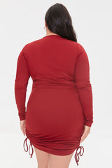 Plus Size Ruched Drawstring Dress