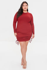 Plus Size Ruched Drawstring Dress