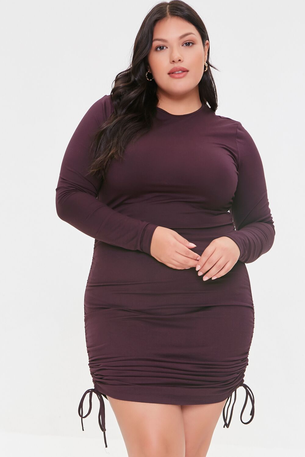Plus Size Ruched Drawstring Dress