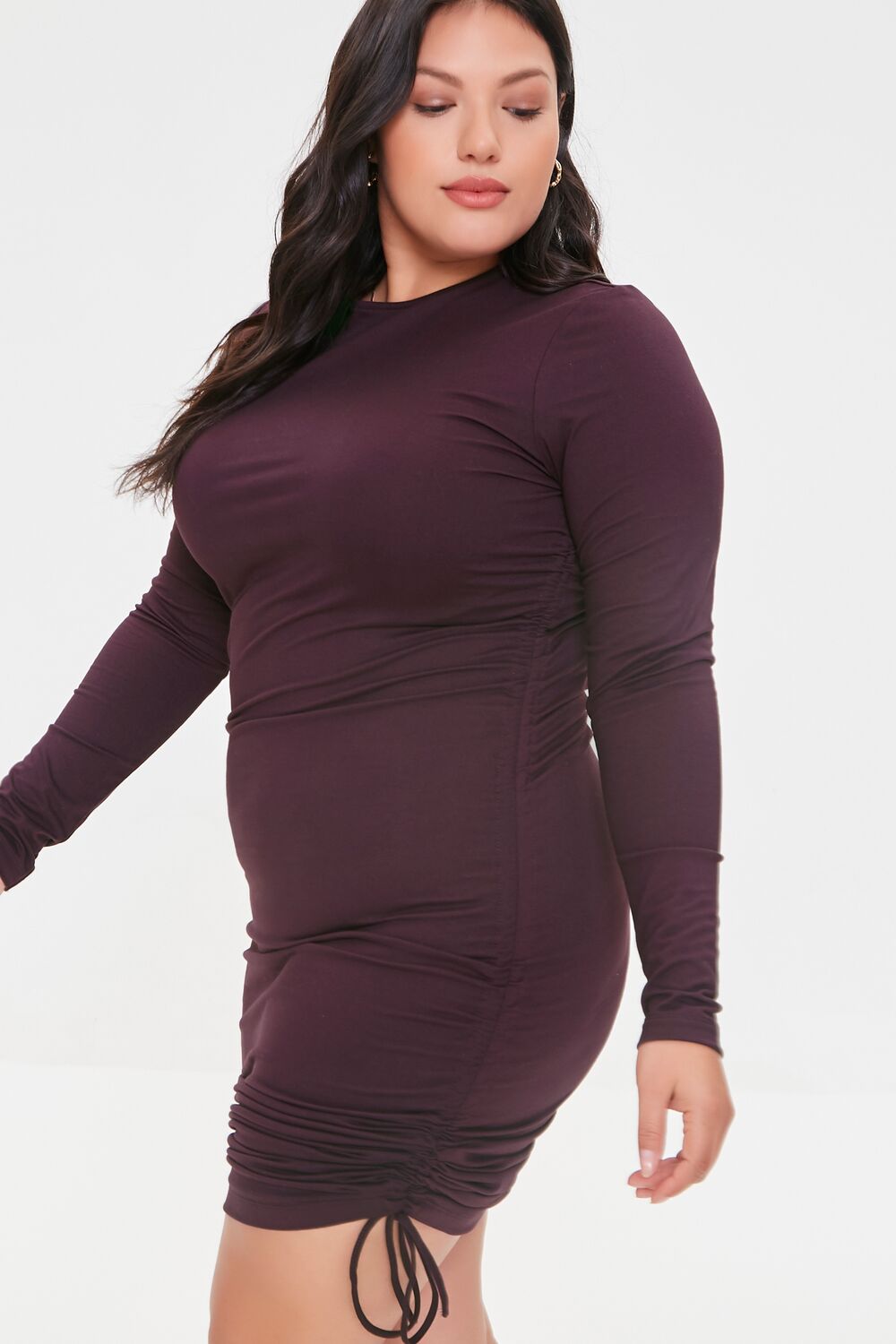 Plus Size Ruched Drawstring Dress