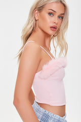 Faux Fur-Trim Angel Cropped Cami