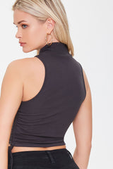 Butterfly Mock Neck Crop Top