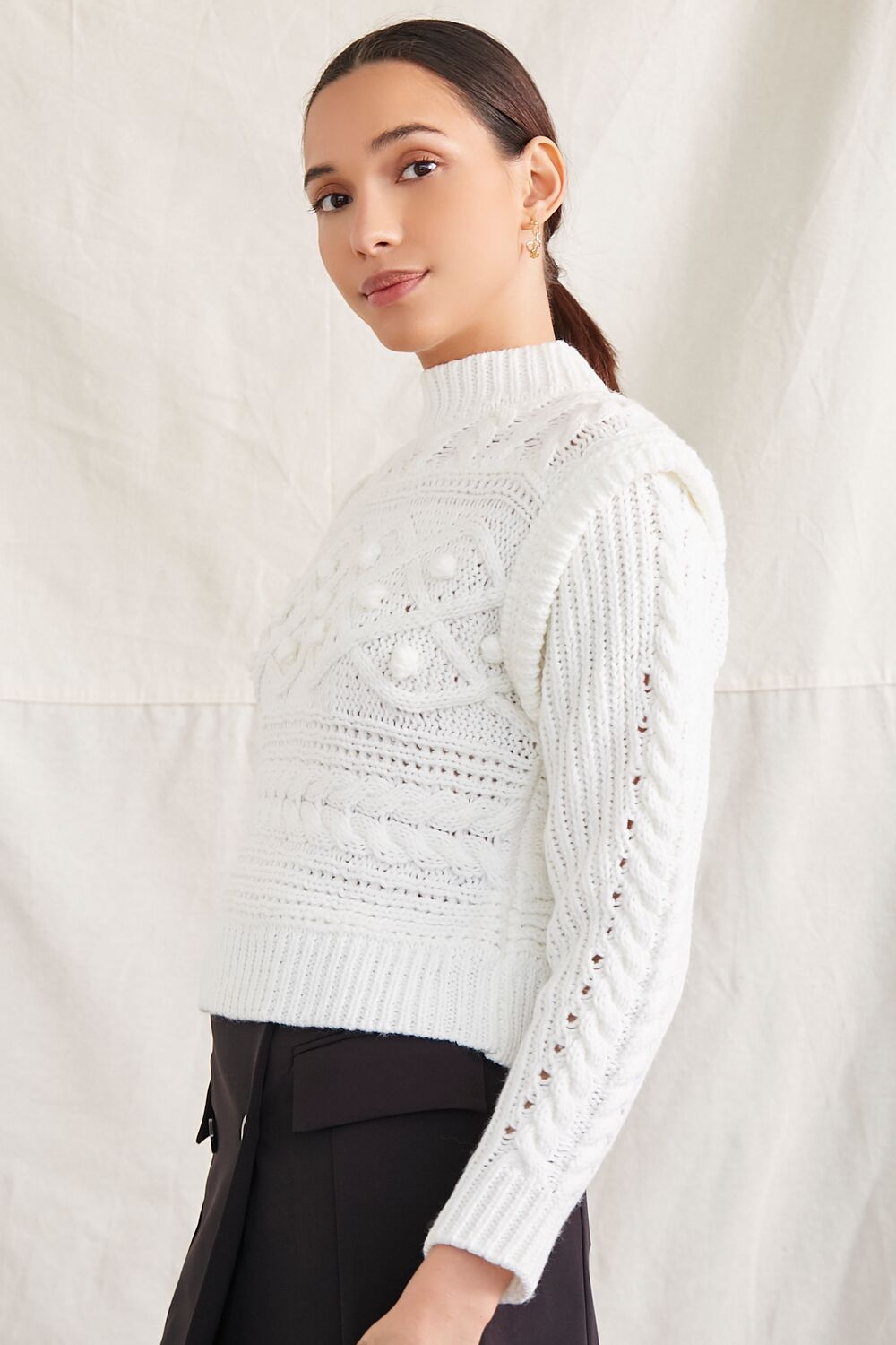 Pom Pom Cable Knit Sweater