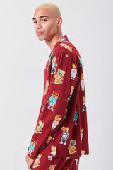 Teddy Bear Print Pajama Shirt