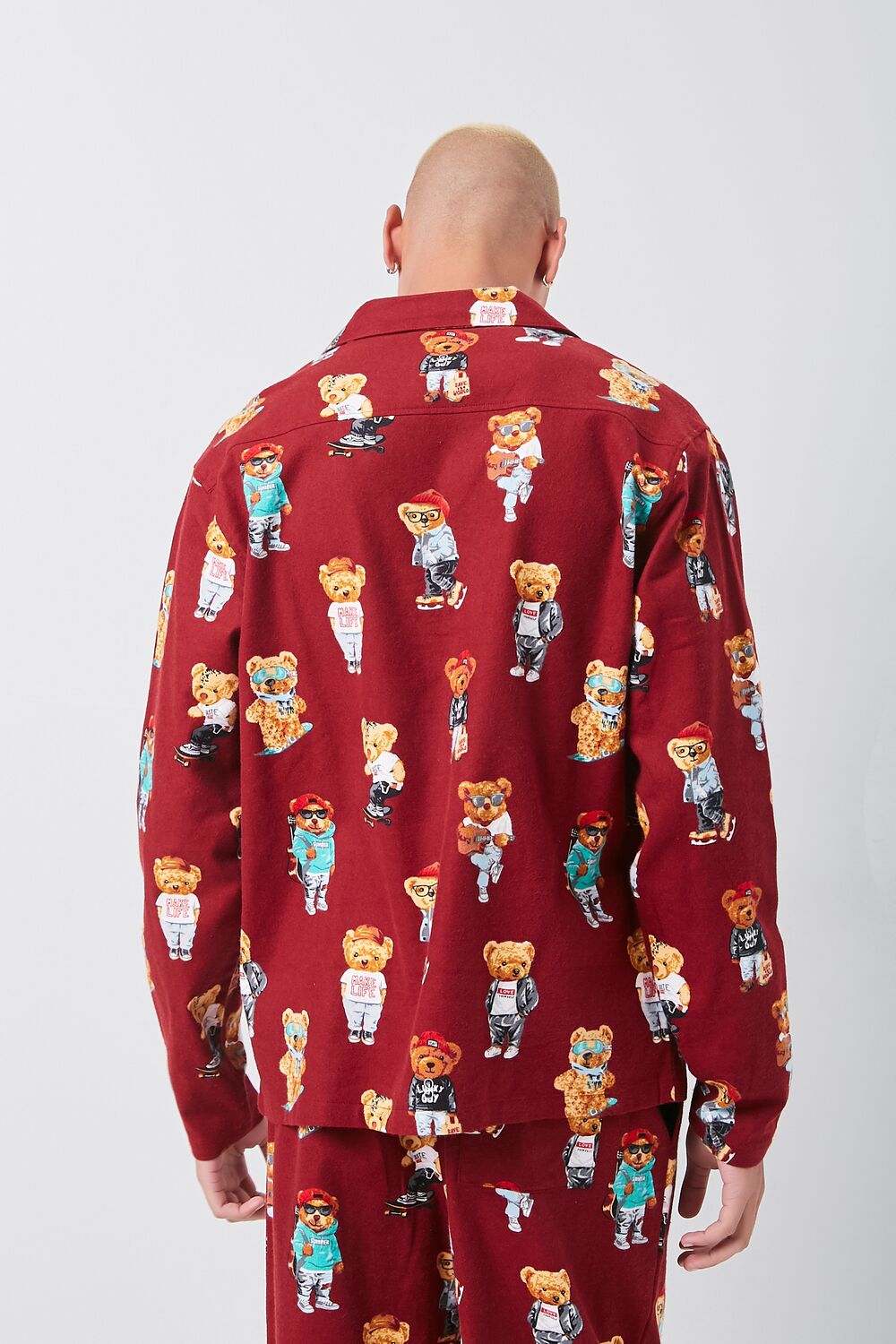Teddy Bear Print Pajama Shirt
