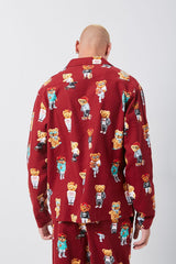 Teddy Bear Print Pajama Shirt