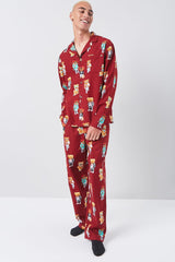 Teddy Bear Print Pajama Shirt