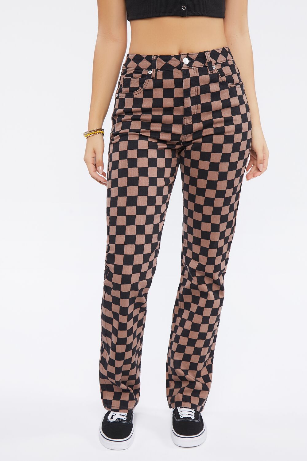 Checkered Print Jeans