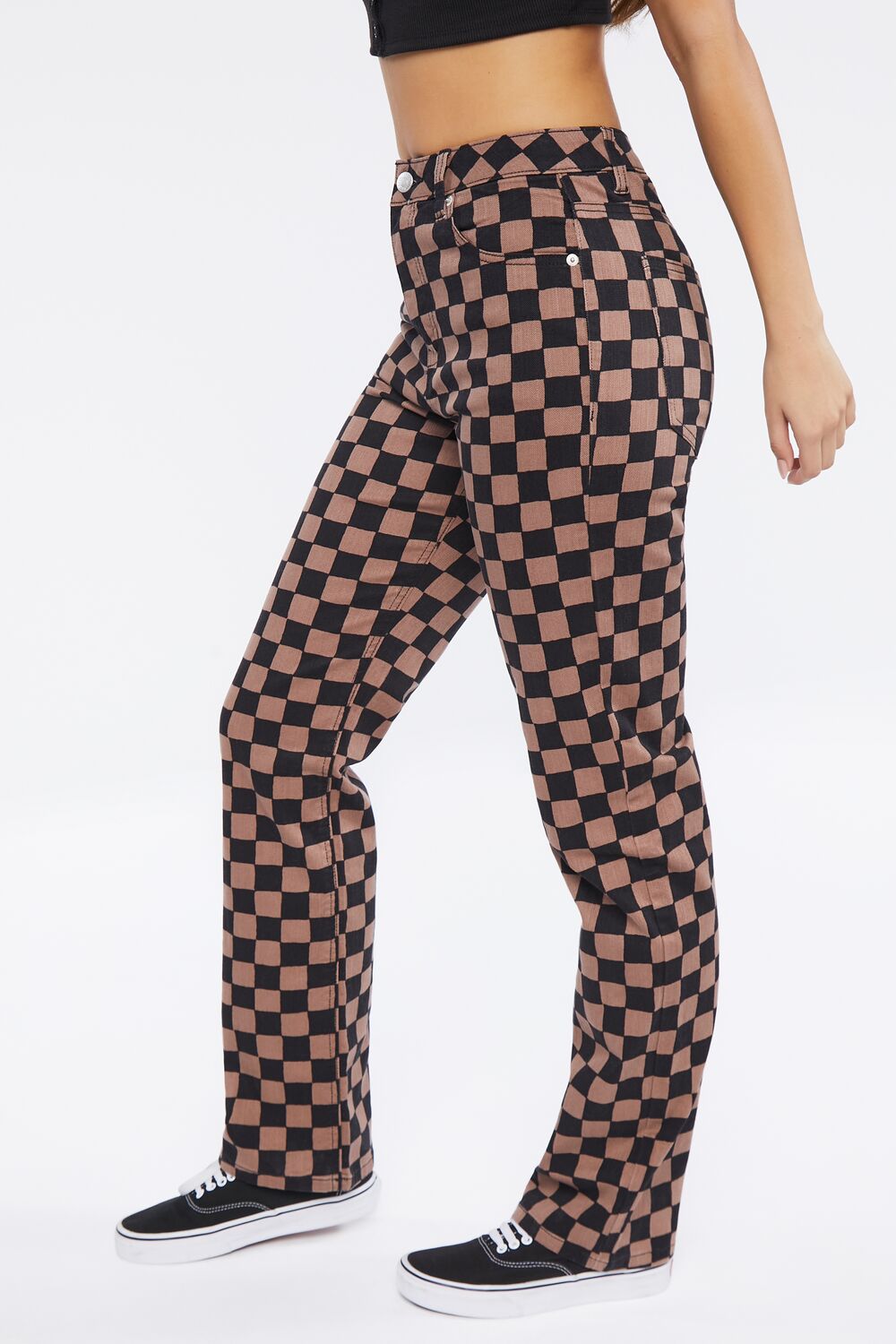 Checkered Print Jeans