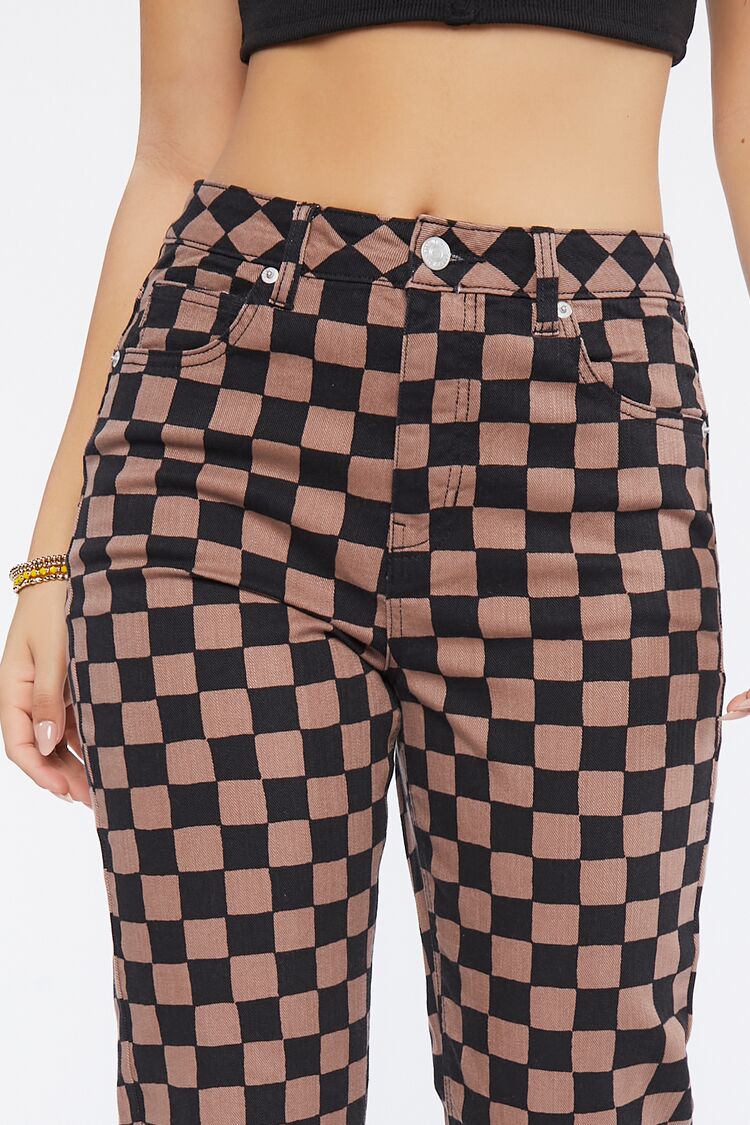 Checkered Print Jeans