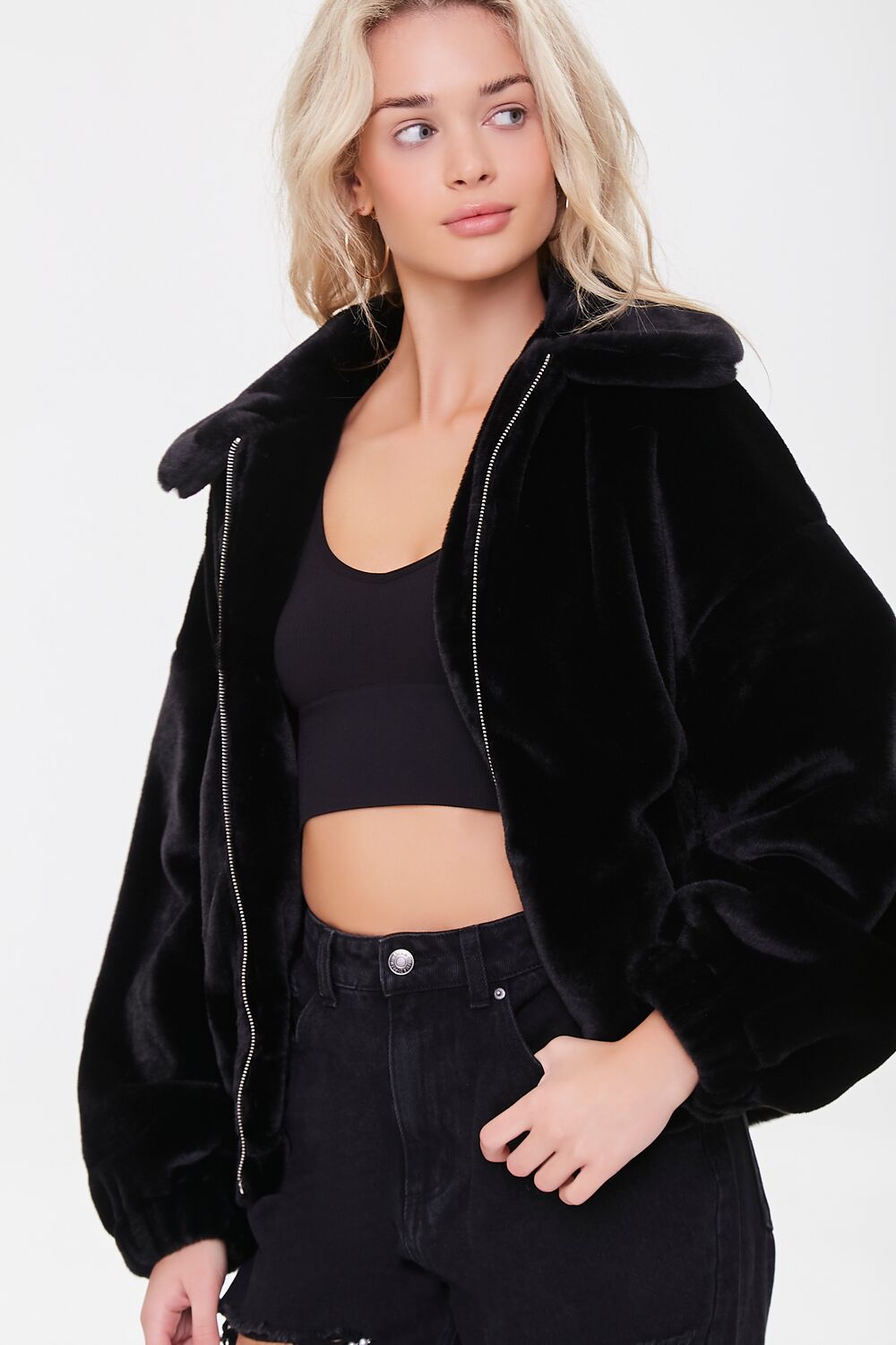 Faux Fur Angel Graphic Jacket