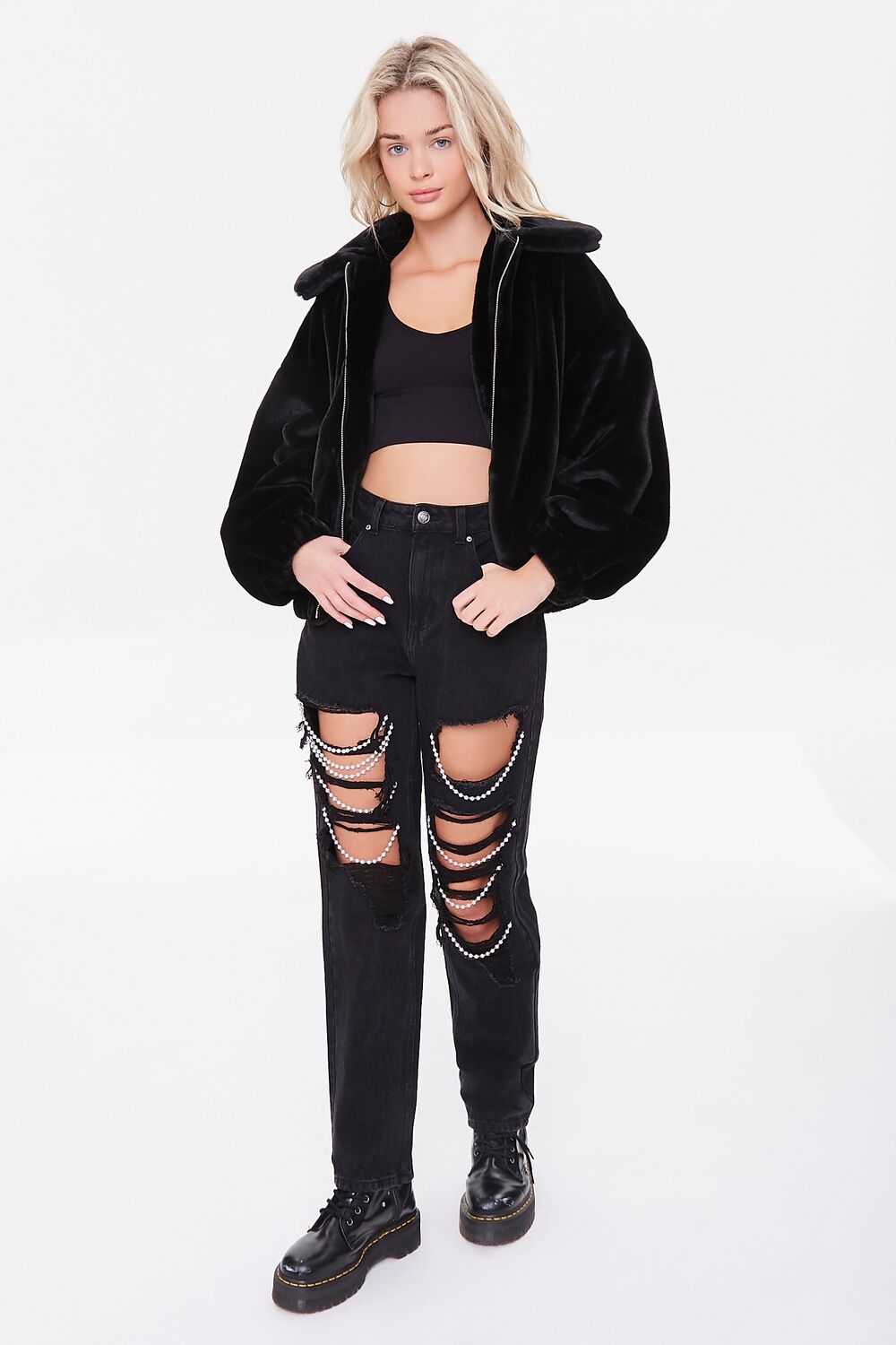 Faux Fur Angel Graphic Jacket
