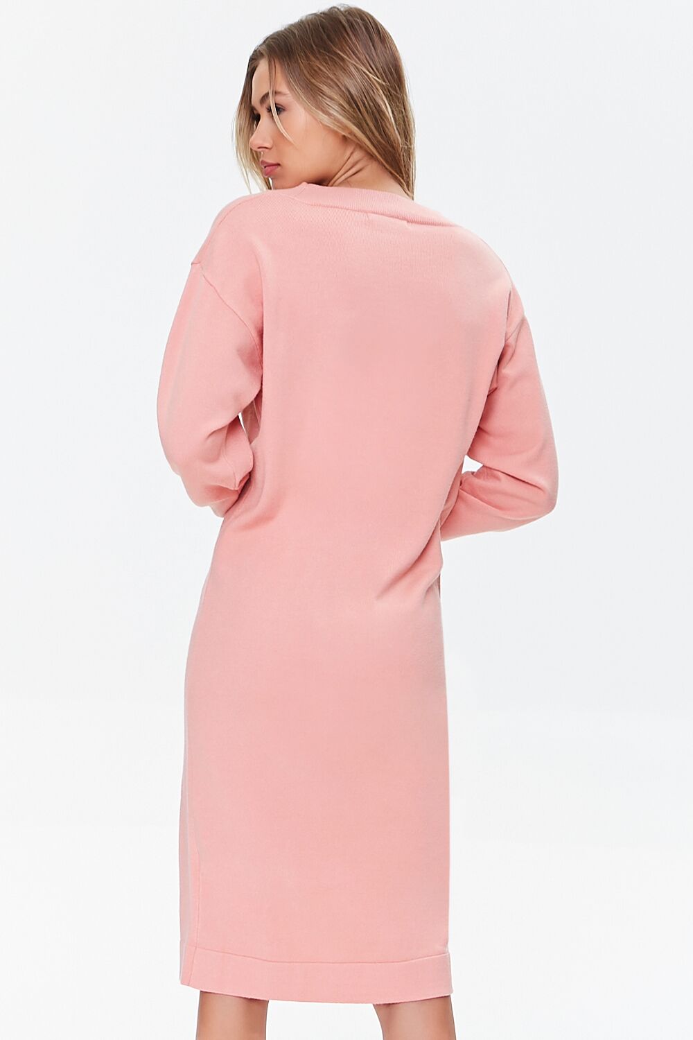 Ribbed-Trim Sweater Dress
