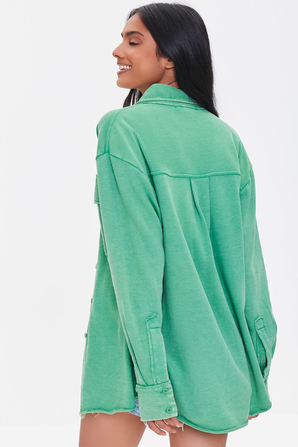 French Terry Dolphin-Hem Shacket