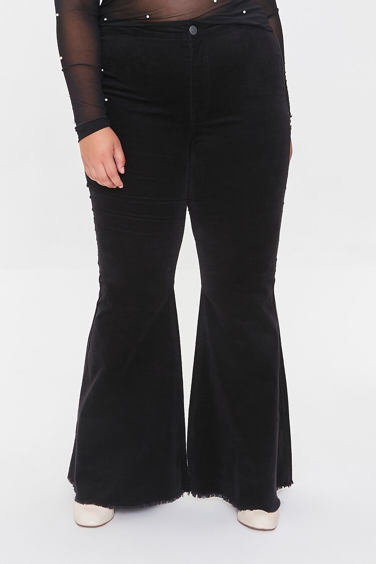 Plus Size Velveteen Flare Pants