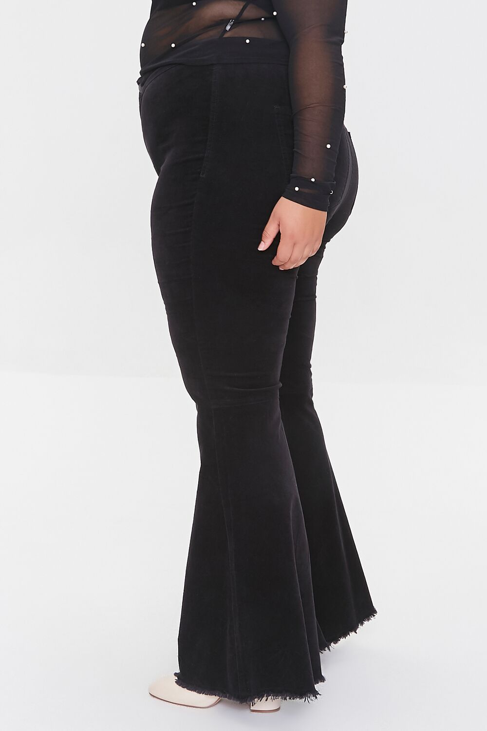 Plus Size Velveteen Flare Pants
