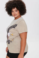 Plus Size Colorblock Eagle Graphic Tee