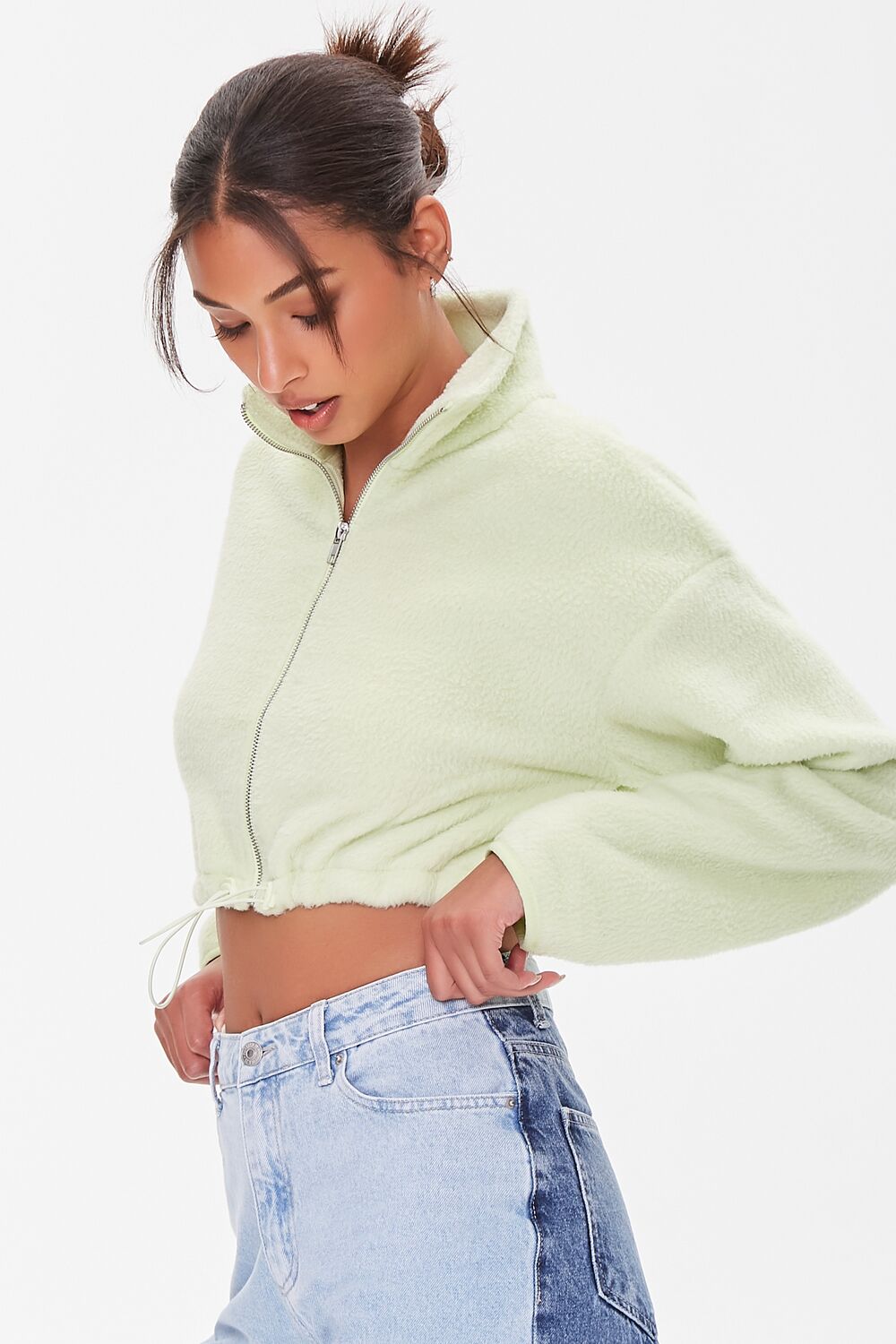 Faux Shearling Zip-Up Pullover