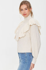 Ruffled Cable Knit Sweater