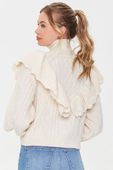Ruffled Cable Knit Sweater