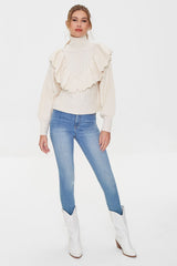 Ruffled Cable Knit Sweater