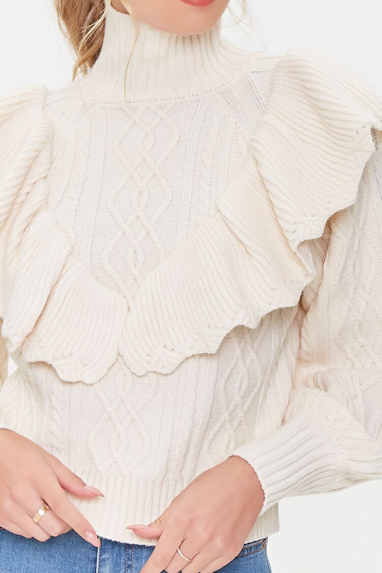 Ruffled Cable Knit Sweater