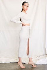 Crop Top & Bodycon Midi Skirt Set