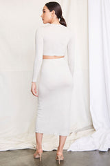 Crop Top & Bodycon Midi Skirt Set