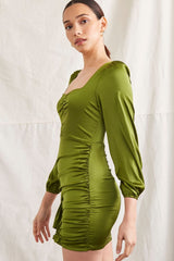 Satin Ruched Mini Dress