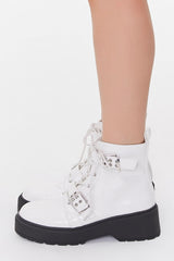 Faux Croc Leather Buckled Booties