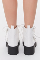 Faux Croc Leather Buckled Booties