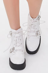 Faux Croc Leather Buckled Booties