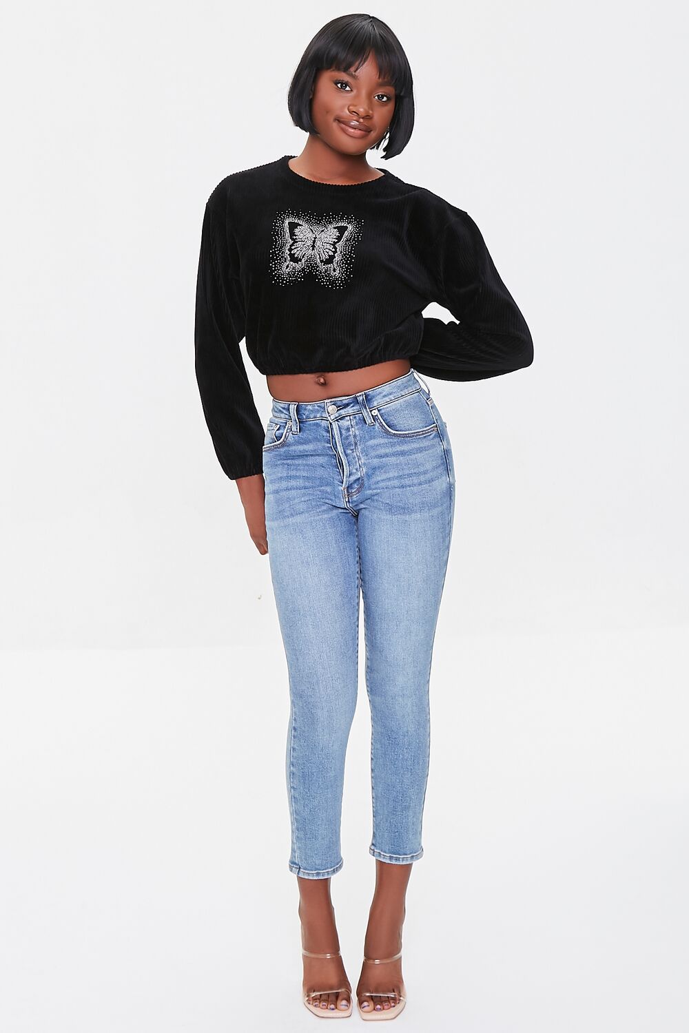 Rhinestone Butterfly Pullover