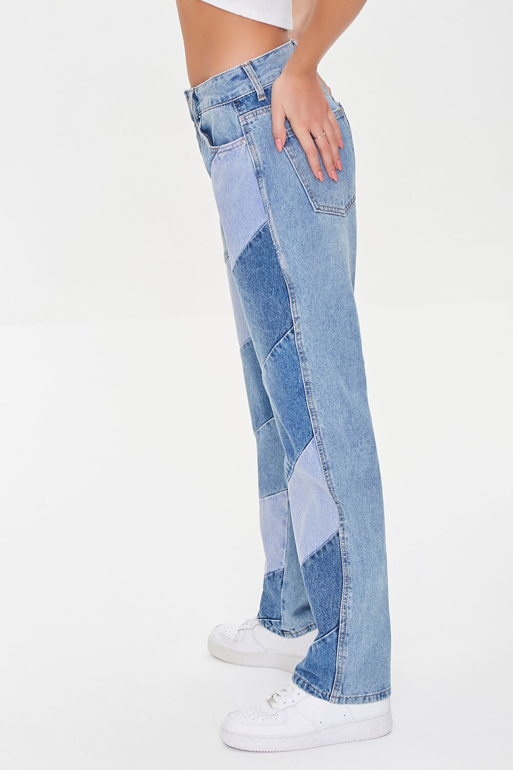 Reworked Diagonal Striped Jeans