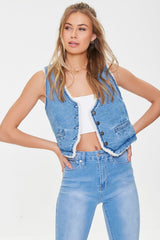 Faux Shearling-Lined Denim Vest