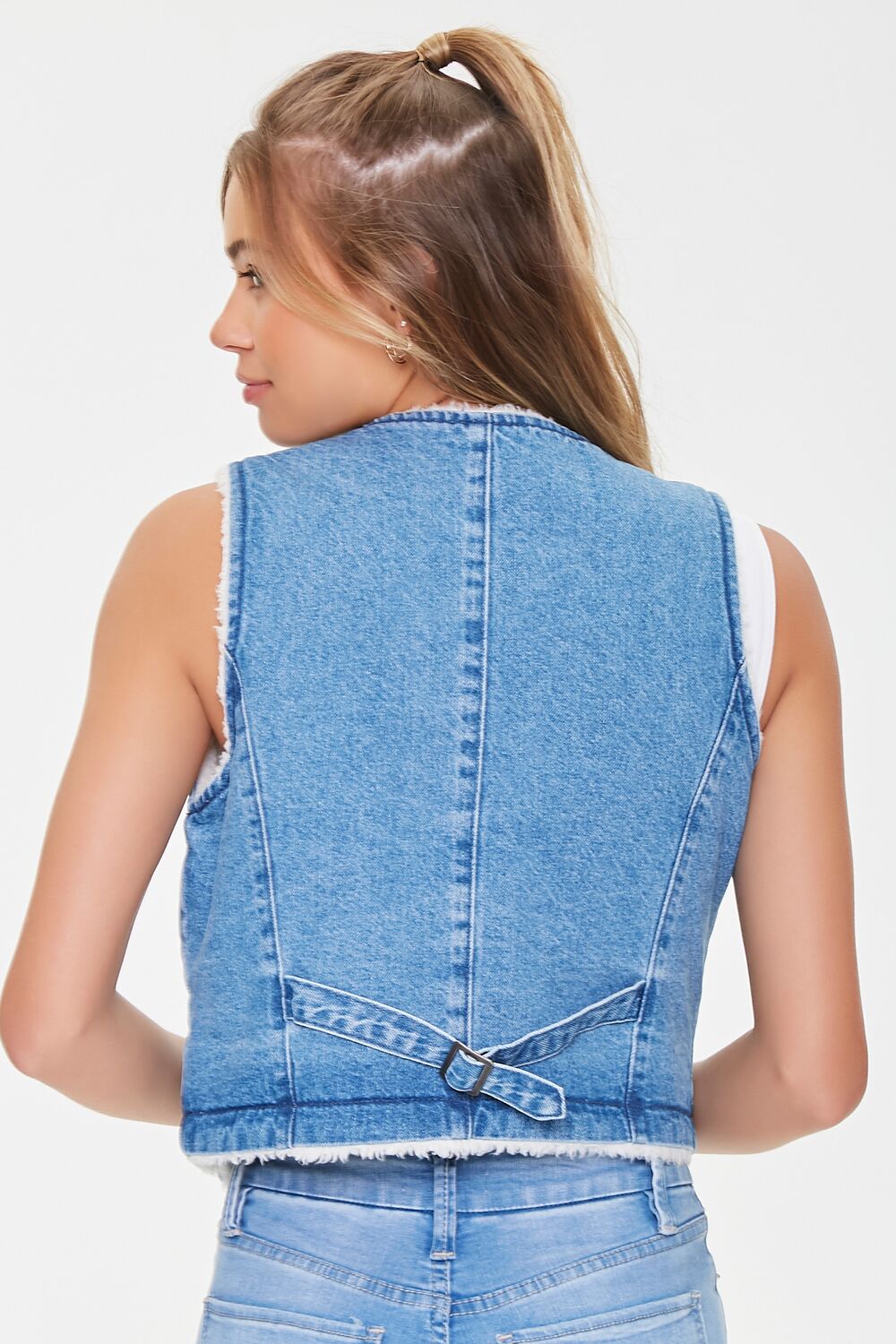 Faux Shearling-Lined Denim Vest
