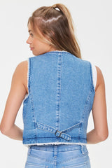 Faux Shearling-Lined Denim Vest