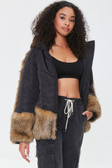 Faux Fur-Trim Puffer Jacket