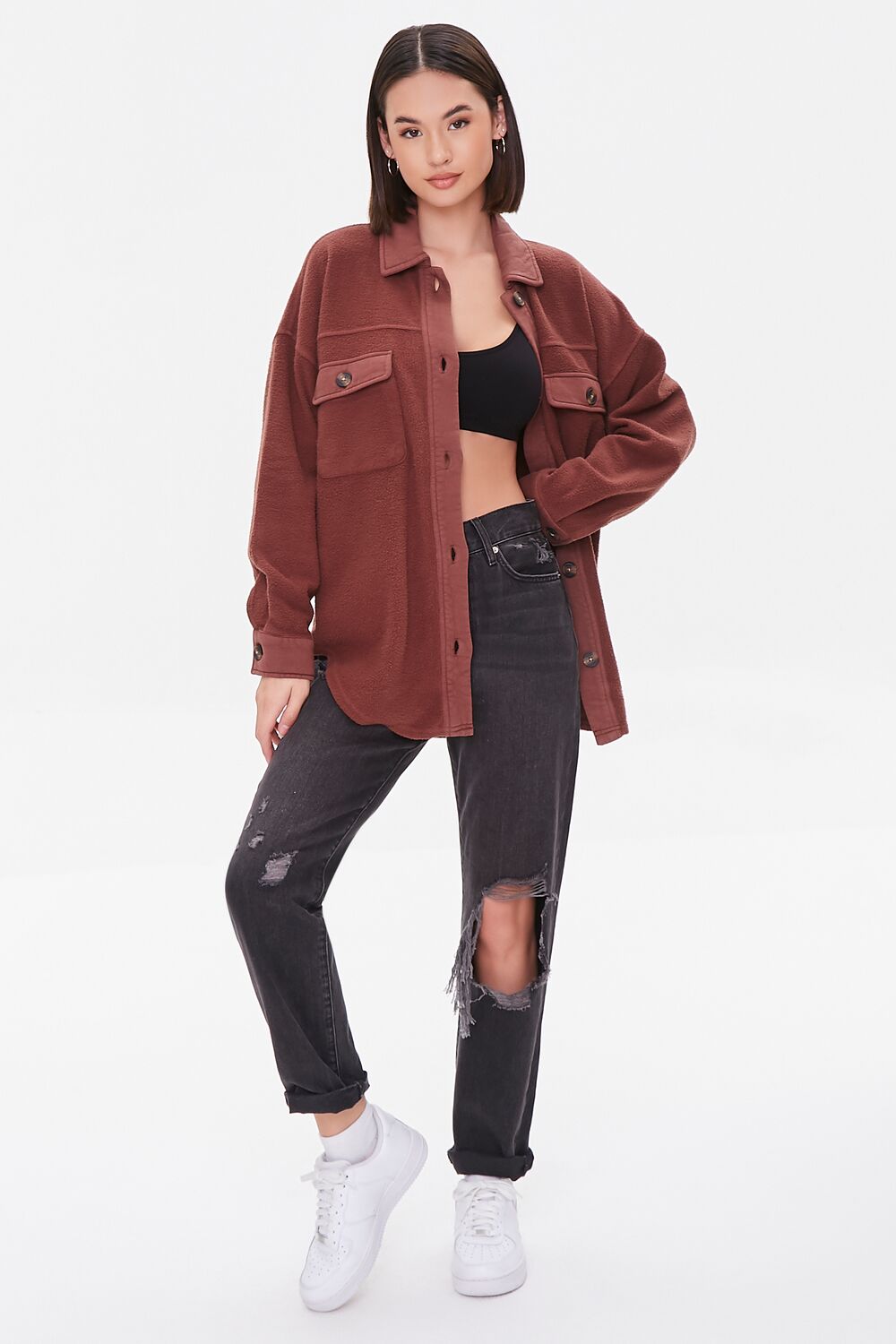 Fleece Button-Front Shacket
