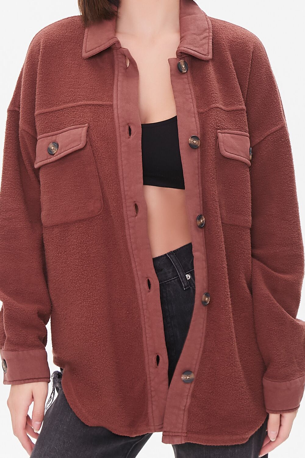 Fleece Button-Front Shacket