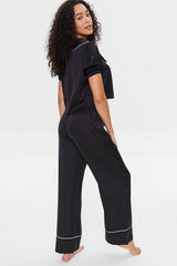 Contrast-Trim Shirt & Pajama Set