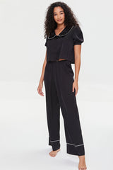 Contrast-Trim Shirt & Pajama Set