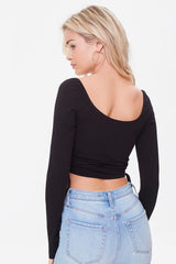 Ruched Drawstring Crop Top