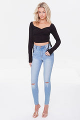 Ruched Drawstring Crop Top