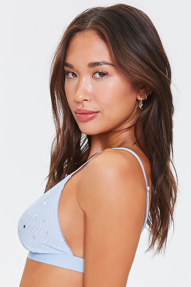 Star Print Mesh Bralette