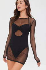 Sheer Swim Cover-Up Mini Dress
